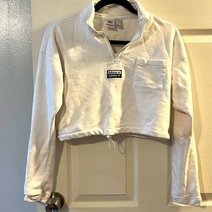 White Adidas Terry Cloth Crop Top
